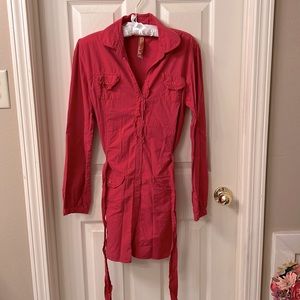Andrew & Co Button-Up Shirt Dress with Belt - Size Medium
